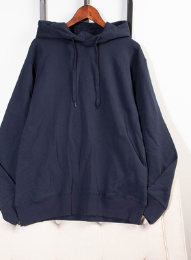 日单品牌秋冬新款简单休闲百搭连帽系带棉毛圈长袖卫衣男女29012