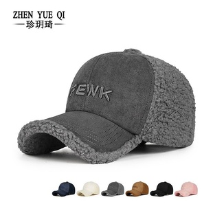 FEWK原创秋冬季 羊羔绒棒球帽加厚保暖麂皮毛绒百搭显脸小鸭舌帽子