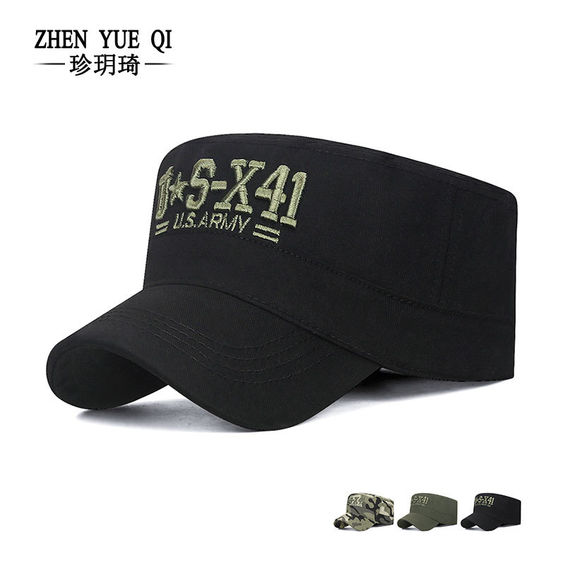 春秋季立体刺绣字母迷彩作训鸭舌帽时尚遮阳户外战术防晒平顶帽子