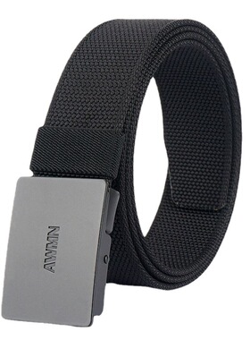 新款AWMN男士尼龙帆布皮带百搭工装牛仔裤休闲压扣皮带平滑扣编织