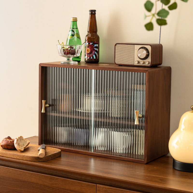 木质桌面收纳柜复古轻奢高档杯子置物架防尘茶具水杯储物柜餐边柜,收纳整理,桌面收纳盒,淘宝优惠券,粉丝福利购,淘宝优惠卷