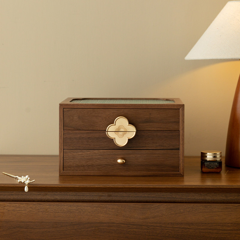 首饰收纳盒高档精致新中式木质三金五金项链订婚新婚生日结婚礼物,收纳整理,首饰盒,淘宝优惠券,粉丝福利购,淘宝优惠卷