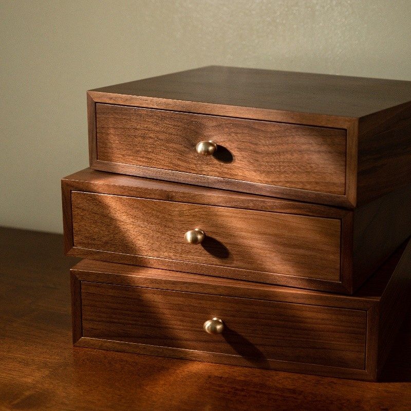 黑胡桃木抽屉收纳盒办公室玄关桌面实木首饰盒复古家用杂物整理盒,收纳整理,桌面收纳盒,淘宝优惠券,粉丝福利购,淘宝优惠卷