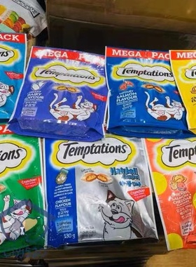 Whiskas 伟嘉Temptations TEMP猫小吃猫洁齿饼干鸡肉吞拿鱼夹心酥