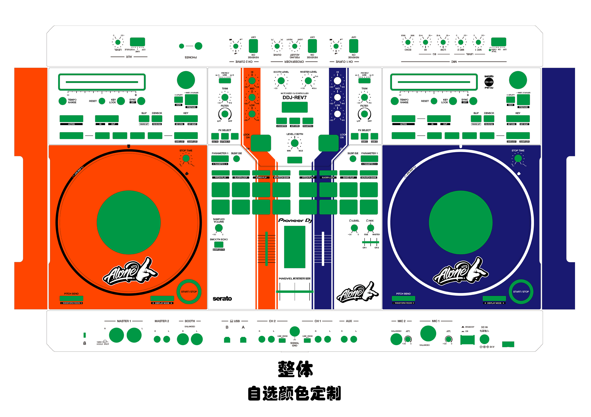 先锋DDJ-REV7 DJ控制器面板贴膜.pioneer打碟机炫彩贴 可个性定制 影音电器 打碟机 原图主图