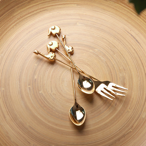 日本金色不锈钢咖啡勺搅拌棒