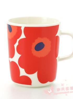 现货Marimekko Unikko Mug 250 ml 芬兰玛莉美歌红色马克杯