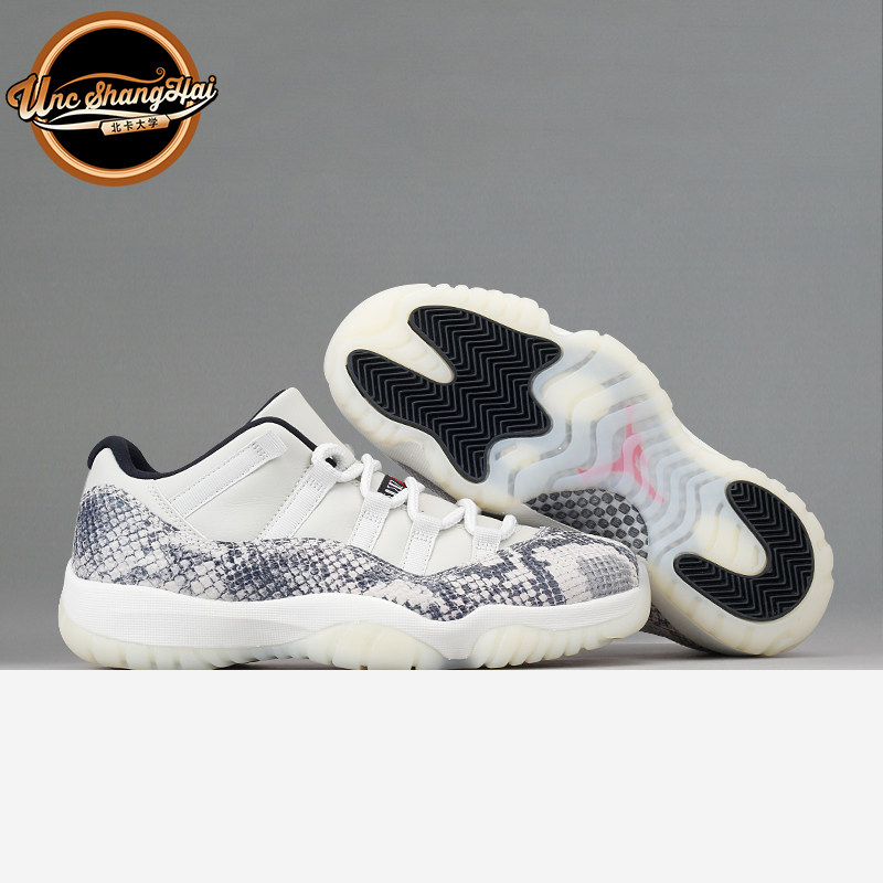 北卡大学 air jordan 11 low aj11白蛇 蛇纹低帮篮球鞋cd6846-002