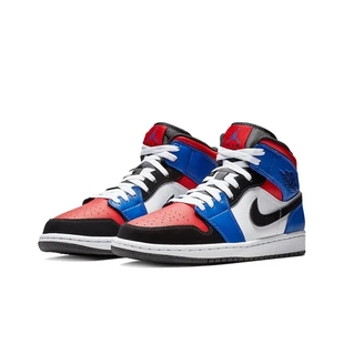 北卡大学 Air Jordan 1 Mid AJ1 鸳鸯拼接 红蓝黑 554724-124现货