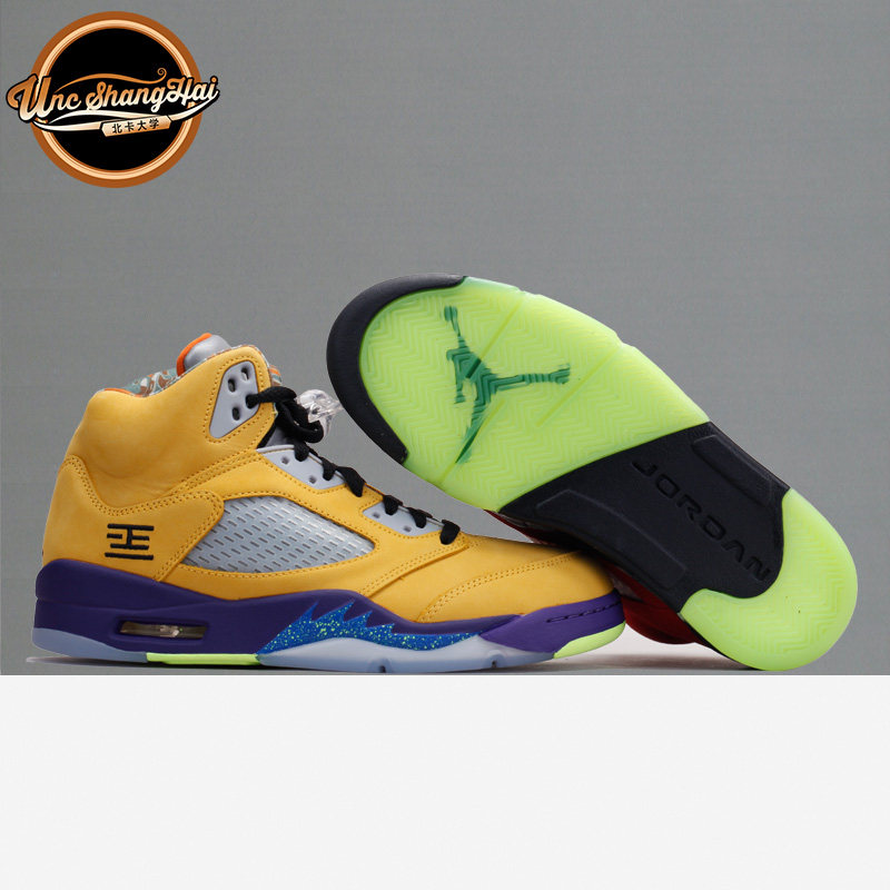 北卡大学 air jordan 5 what the aj5 红黄鸳鸯 篮球鞋cz5725-700