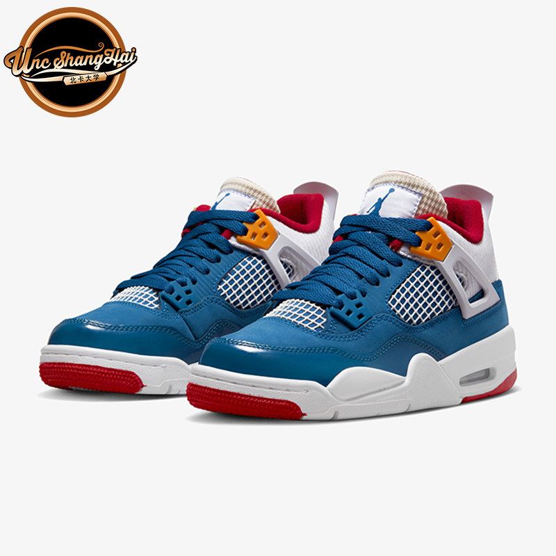 北卡大学air jordan 4 aj4 蓝白红 复古休闲运动篮球鞋dr6952-400
