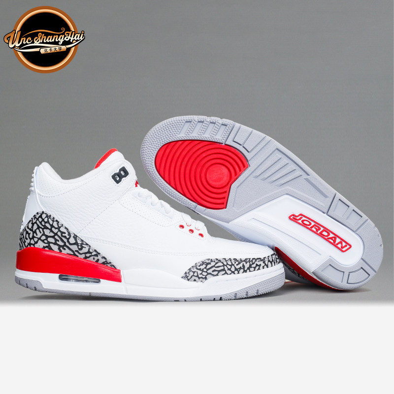 北卡大学 air jordan 3 aj3卡特琳娜飓风爆裂纹白水泥 136064-116