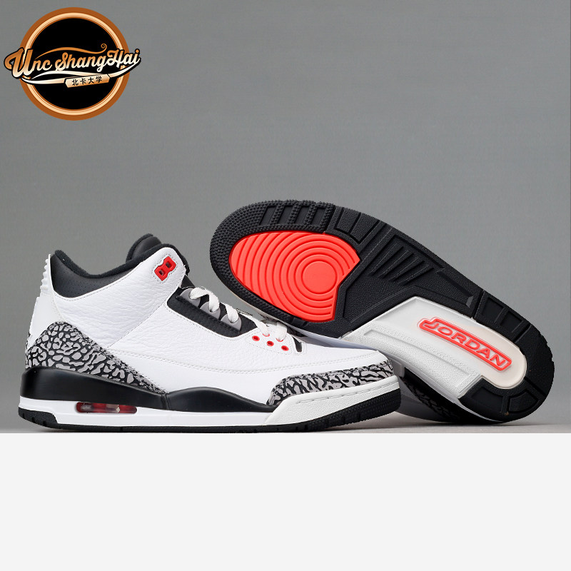 北卡大学 Air Jordan 3 AJ3 乔3 红外线 3 白黑红136064-123现货