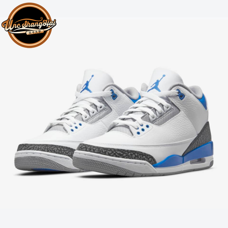 北卡大学 air jordan 3 aj3 赛车蓝 白蓝 爆裂纹篮球鞋ct8532-145