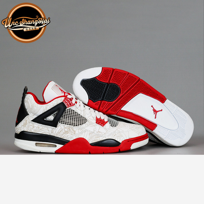 北卡大学 Air Jordan 4 LASER AJ4 白红镭射 05年复刻 308497-161