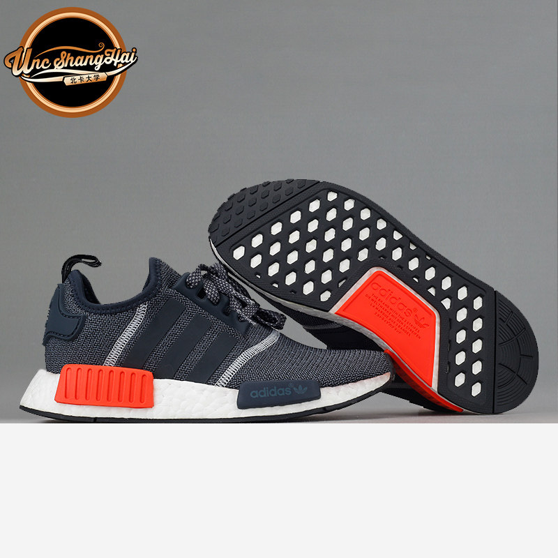 北卡大学 adidas nmd r1三叶草3m反光 boost 灰红 跑鞋 s31510