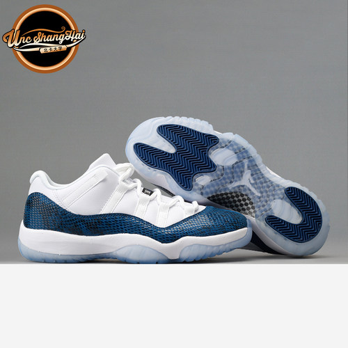 AJ11蓝蛇白蓝爆裂纹篮球鞋