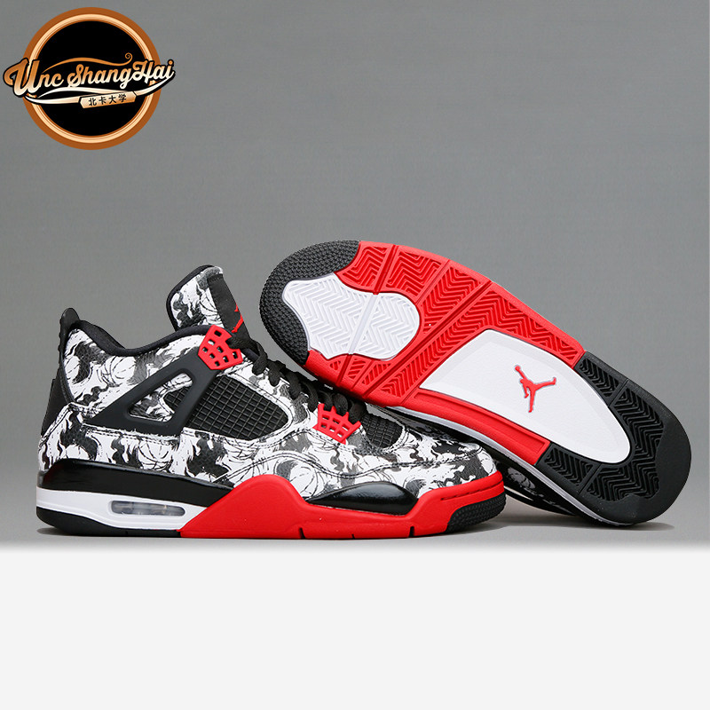 北卡大学 air jordan 4 tattoo aj4 乔4 黑红纹身涂鸦 bq0897-006