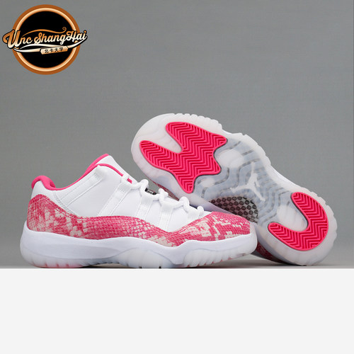 AJ11粉蛇白粉低帮篮球鞋