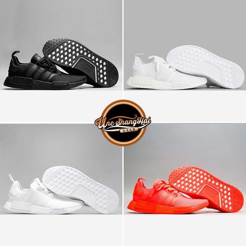 北卡大学 adidas 三叶草 nmd r1 纯白 3m反光 全白跑鞋 s79166