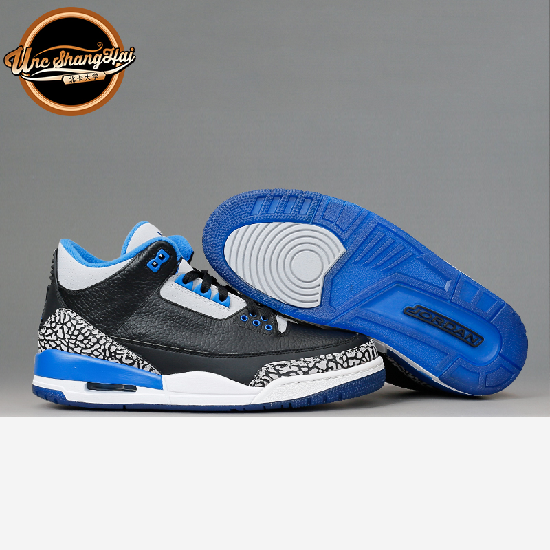 北卡大学 Air Jordan 3 Sport Blue AJ3黑水泥 黑蓝136064-007