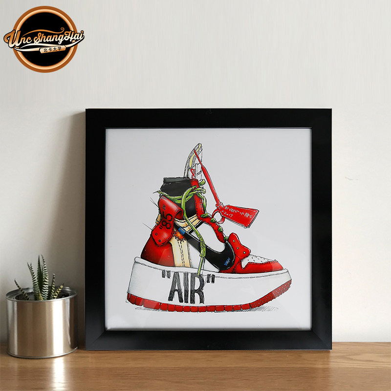 北卡 NBA球星ins球鞋jordan23 AJ1 OW客厅卧室床头画框相框装饰画