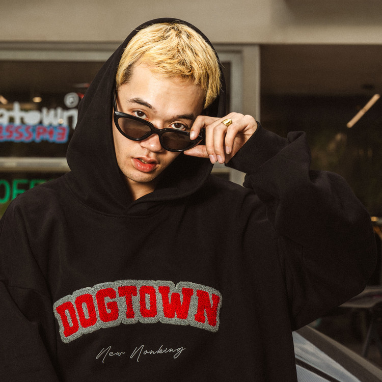 DOGTOWN 25FW美高字体毛巾刺绣质感LOGO基础套头卫衣帽衫