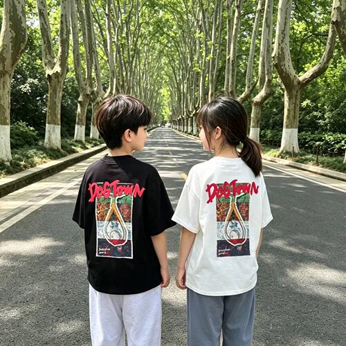 DOGTOWN 26SS南京地标系列美龄宫LOGO童装T恤衣服上衣短袖TEE