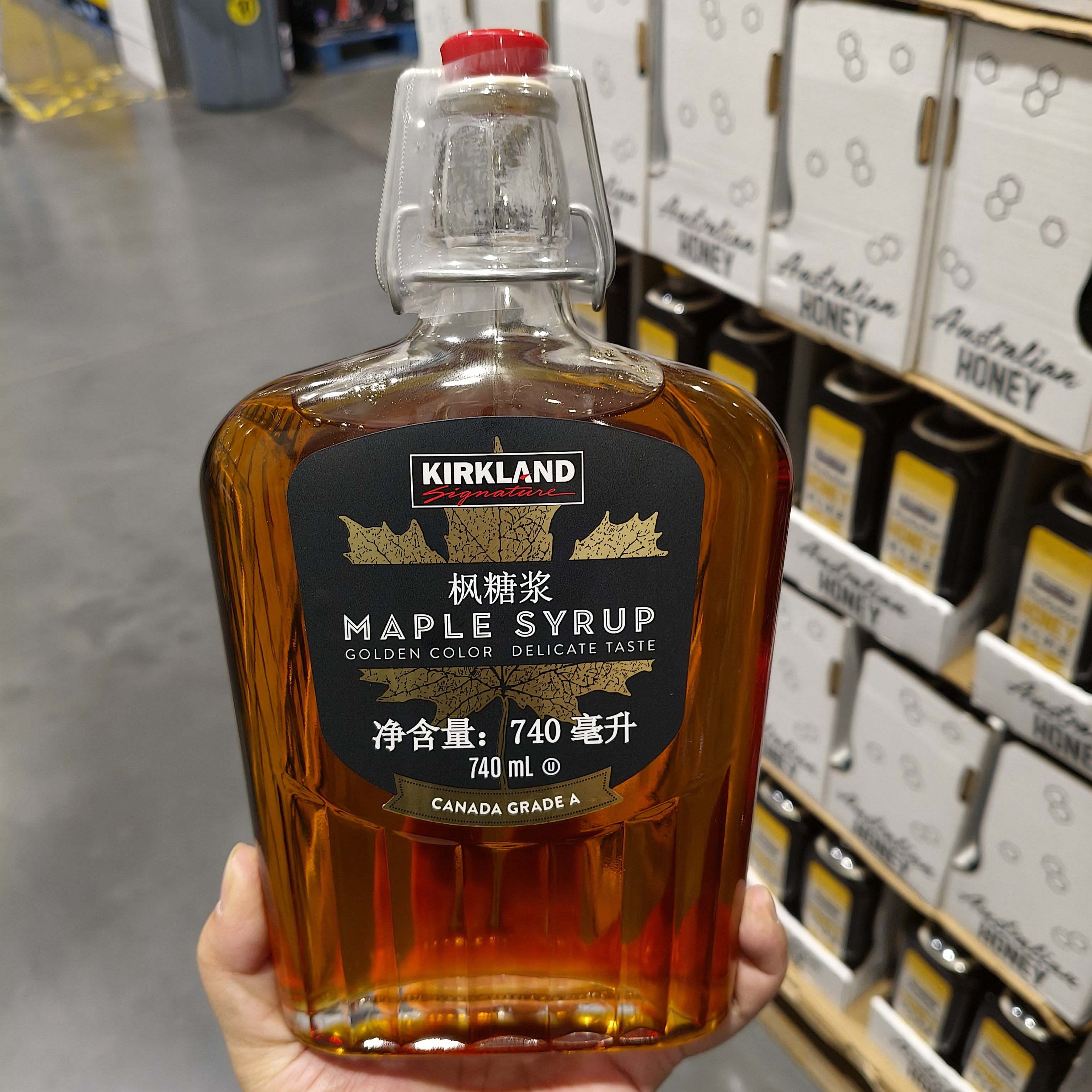 开市客加拿大进口科克兰纯枫糖浆740ml 枫叶树糖浆A级琥珀色0脂肪