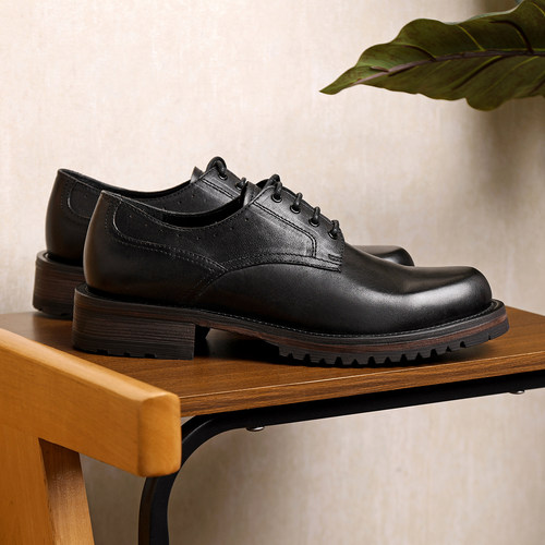 头层牛皮英伦圆头德比鞋休闲皮鞋