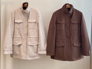 高端重工棕色米白色旅行者夹克水貂外套