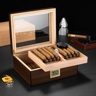 正品CIGARLOONG茄龙雪茄盒双层大容量雪松木内衬高透视窗雪茄醇养