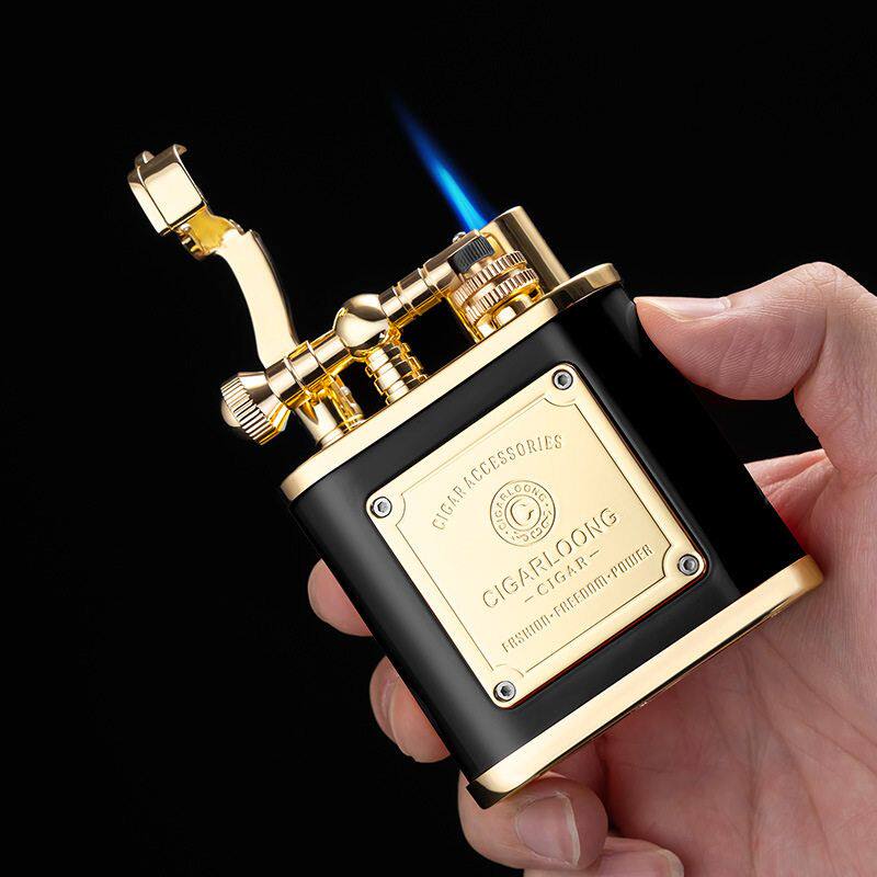 正品CIGARLOONG茄龙台式雪茄打火机防风直冲配打火石烟具礼盒包装