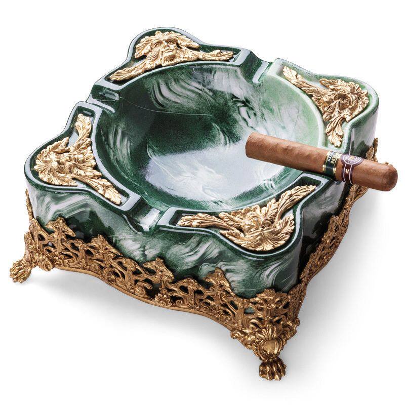 正品CIGARLOONG茄龙雪茄烟灰缸复古家用大理石烟槽奢华礼品烟灰缸