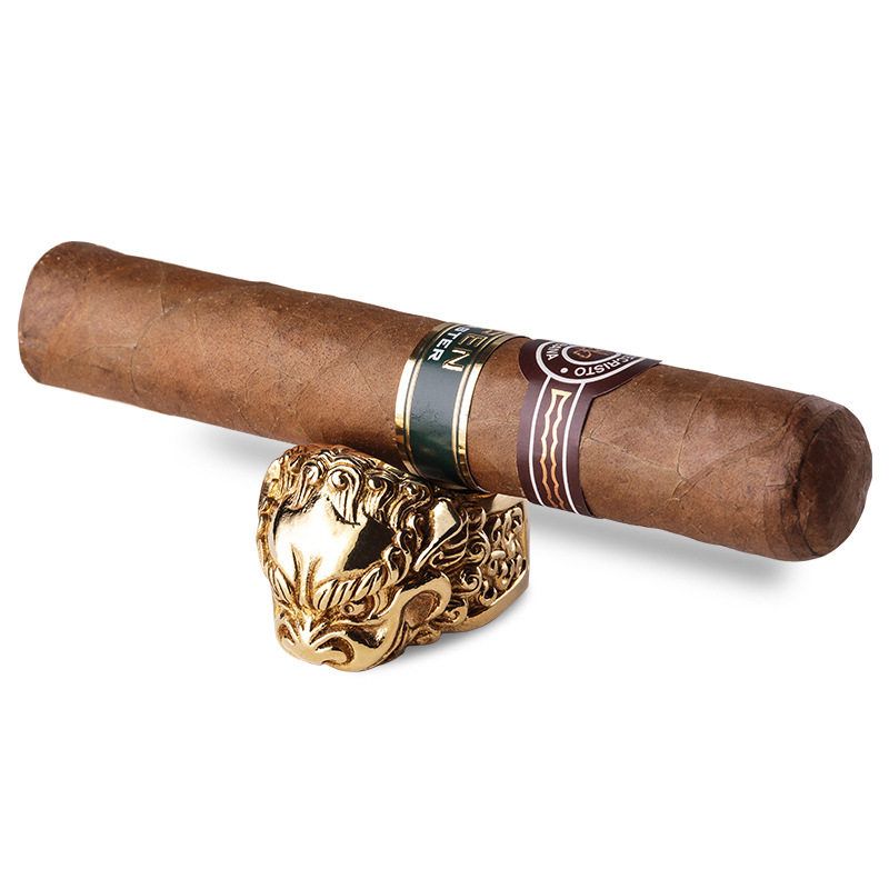 古巴雪茄创意烟托黄铜浮雕大口径雪茄烟槽时尚个性戒指雪茄托支架