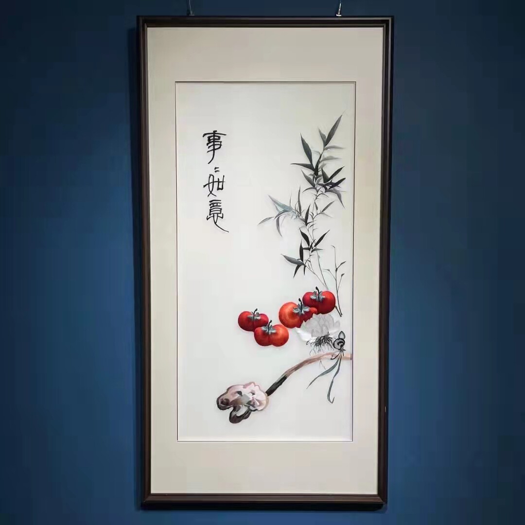 苏州刺绣手工玄关带框成品