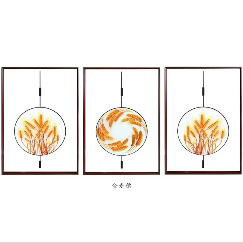 苏州刺绣三联画客厅背景墙餐厅走廊装饰画挂画成品礼品山水牡丹