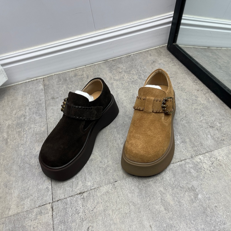 工厂断码真皮女鞋秋季新款勃肯鞋韩版百搭圆头松糕底磨砂皮女单鞋