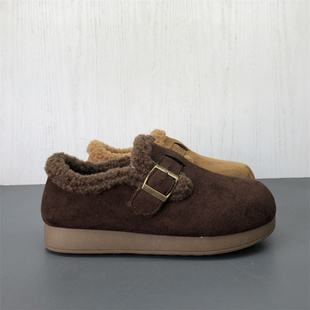 冬季 女鞋 户外休闲舒适圆头平底日常绒面保暖雪地靴 断码 工厂新款