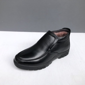 断码 真皮男鞋 冬季 工厂新款 时尚 保暖圆头羊毛粗跟休闲牛皮男短靴