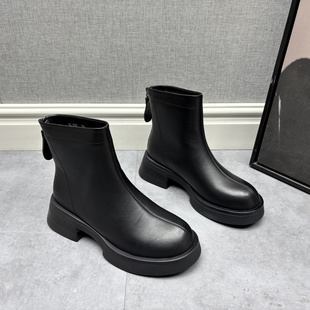 工厂断码真皮女靴冬季新款轻便防滑休闲后拉链方根保暖牛皮女短靴