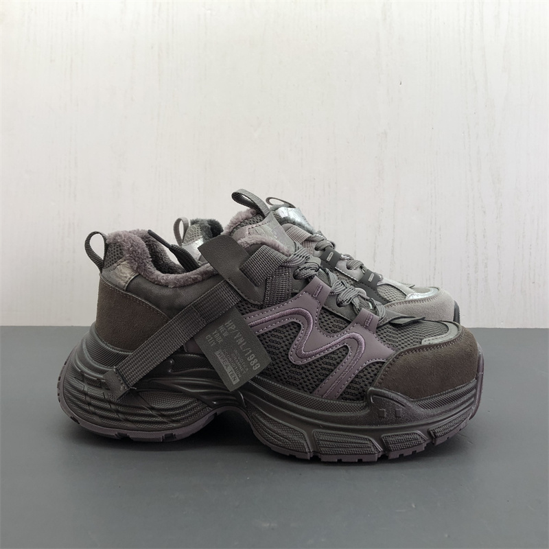 工厂断码真皮女鞋冬季新款圆头系带厚底轻便日常保暖磨砂皮女棉鞋