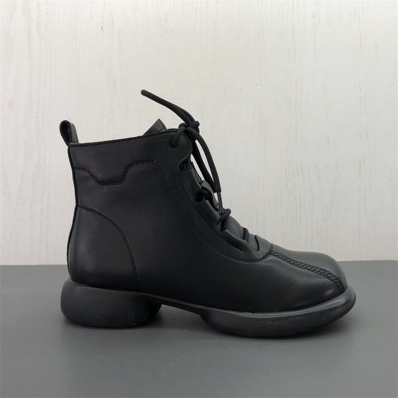 工厂断码真皮女鞋冬季新款马丁靴日常舒适圆头拉链保暖牛皮女短靴