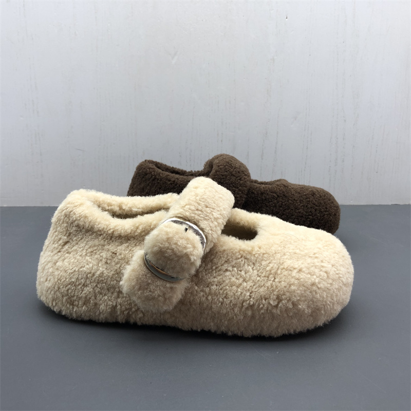 工厂断码女鞋冬季新款日常舒适简约百搭圆头平底甜美保暖女棉鞋