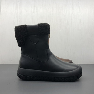 工厂新款断码真皮女鞋冬季户外舒适防滑圆头侧拉链保暖牛皮雪地靴