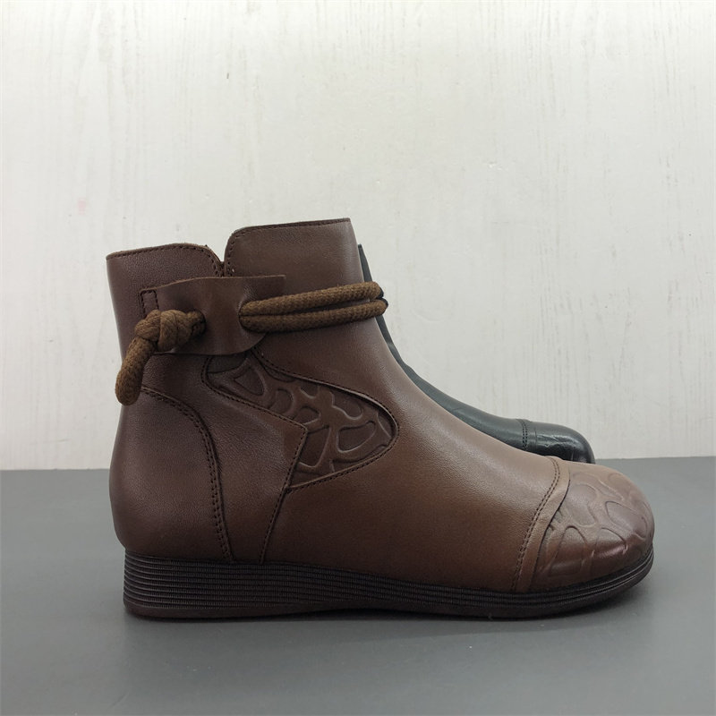 工厂断码真皮女靴秋季新款马丁靴日常舒适圆头平底拉链牛皮女短靴,女鞋,马丁靴,淘宝优惠券,粉丝福利购,淘宝优惠卷