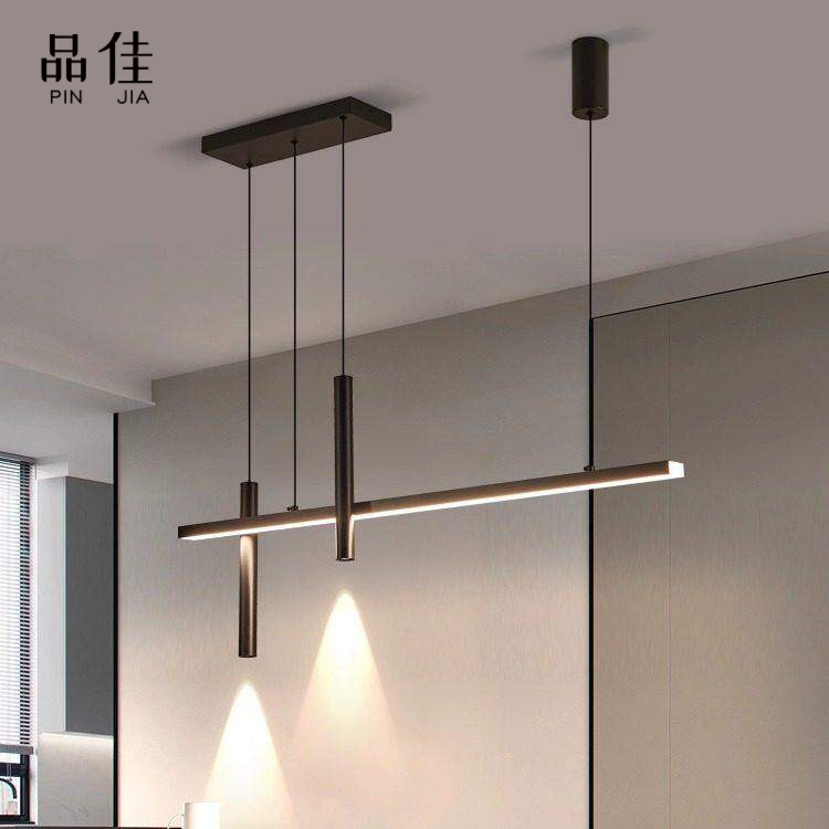 一字长条饭厅吊灯意式极简高级感现代简约无主灯超长岛台餐桌吊灯