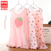 儿童背心裙竹节棉透气中大童宝宝女孩家居睡裙 特价 包邮 2024年夏款
