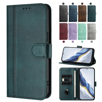 适用于小米Poco M7 Pro 5G国外版手机套复古商务纯色保护套翻盖式皮套软硅胶外壳全包边防摔插卡支架PU时尚