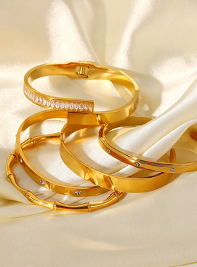 欧美INS风镶锆石开口手镯手饰